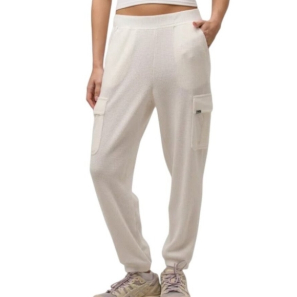 New! Bench Waffle Cargo Lounge Pants 2 Pack Women's XL Cream Brown Casual - Picture 3 of 15
